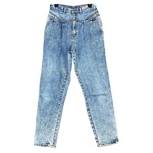 Vintage 80s Gitano Jeans Womens 14 Acid Wash Western High Rise Tapered Leg Denim